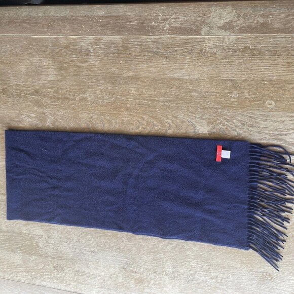 Jennie‎ Liu 100% Cashmere Scarf Blue Fringe 60x12 - Picture 1 of 5